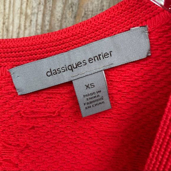 Classiques Entier Sweater Red Textured Stretch Partial Back Zip NWT XS Holiday - Picture 7 of 10